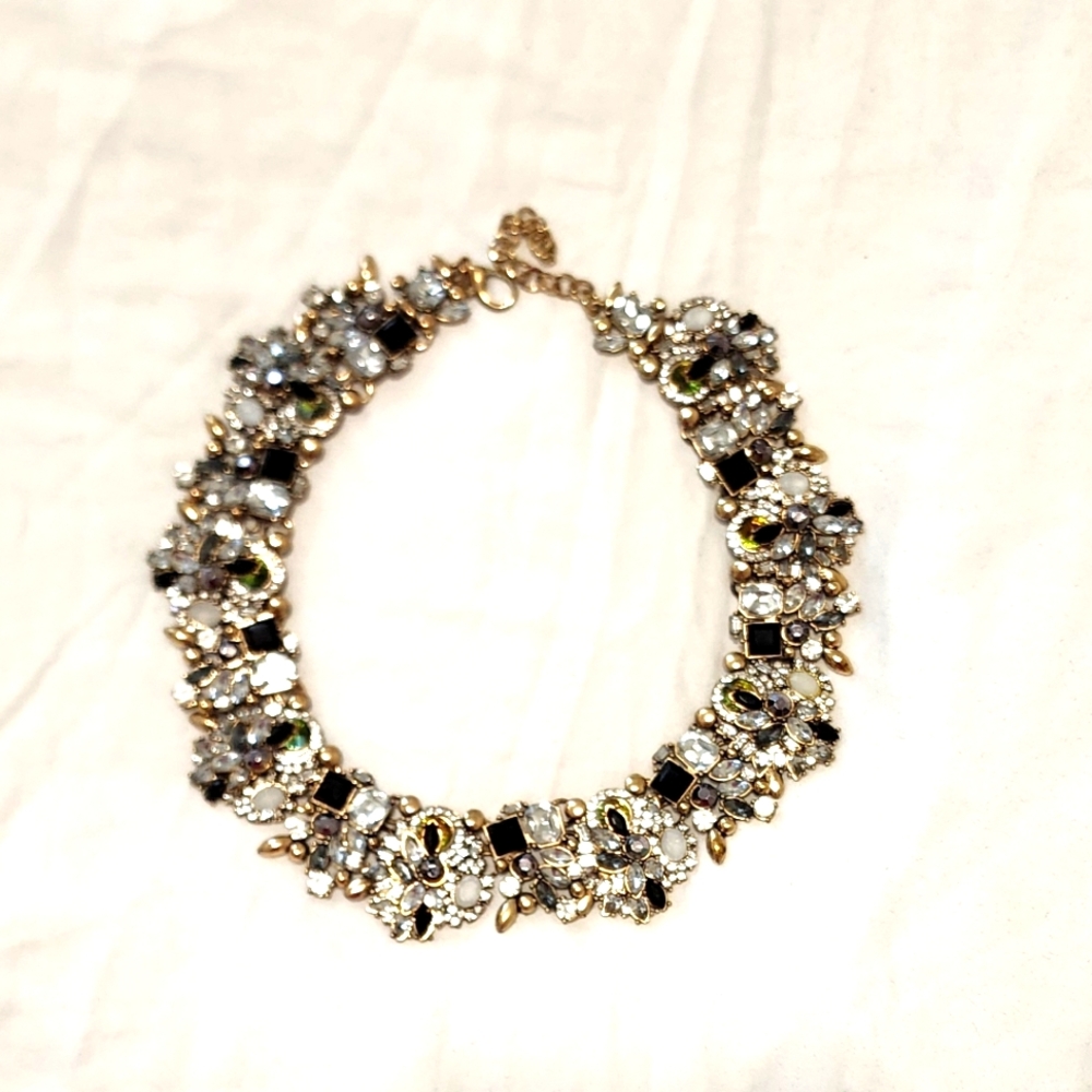 Ever Faith Elegant Gold and Silver Statement Necklace